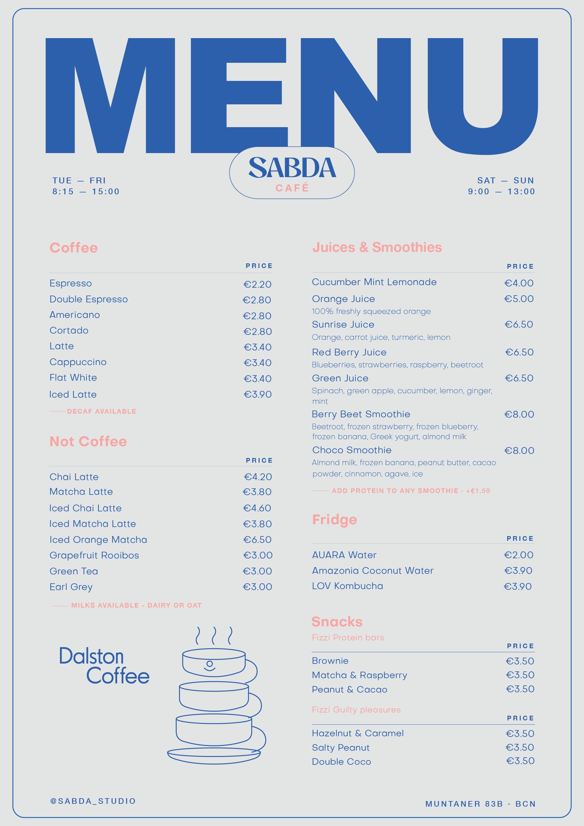 SABDA Cafe Menu