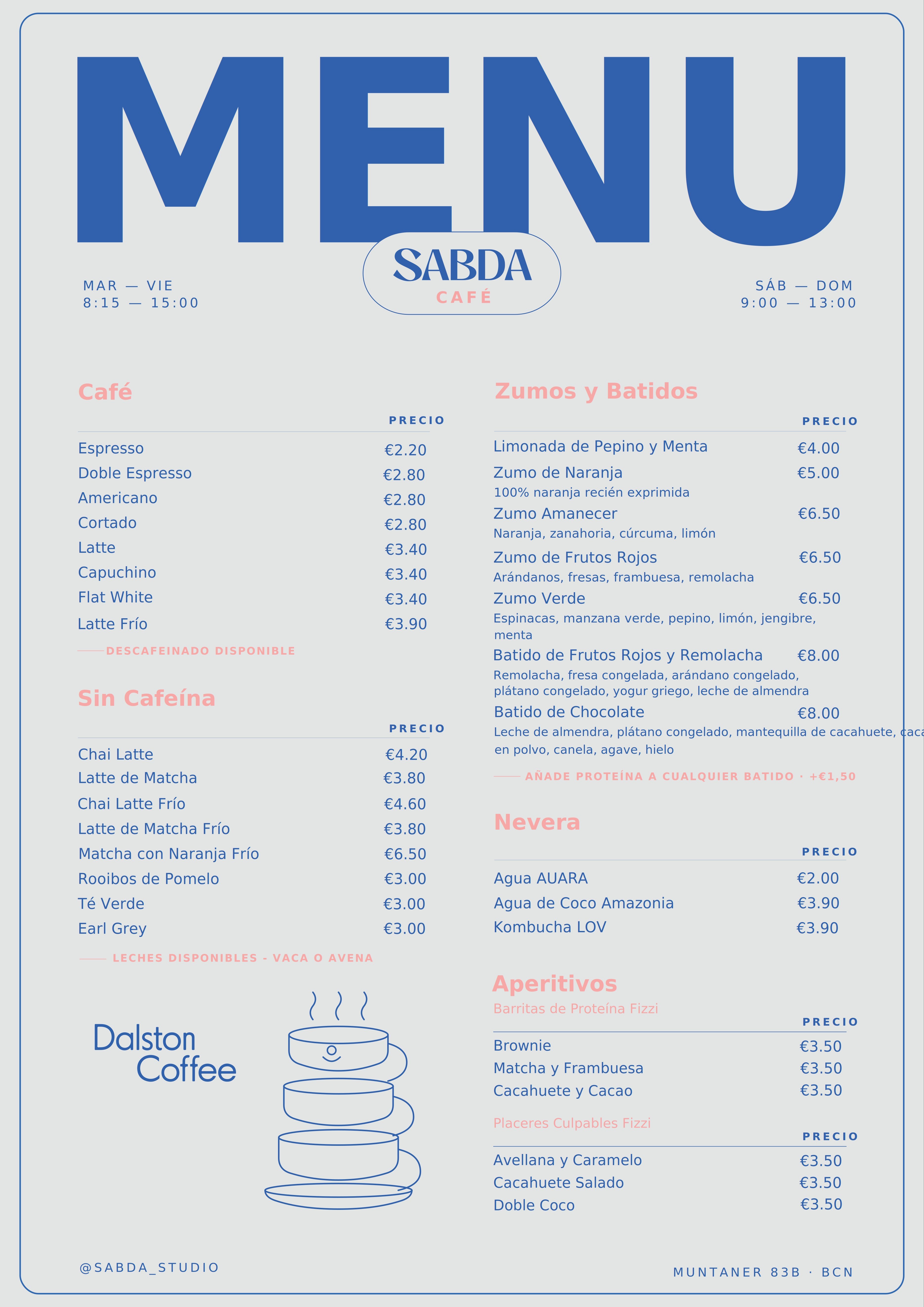 SABDA Cafe Menu